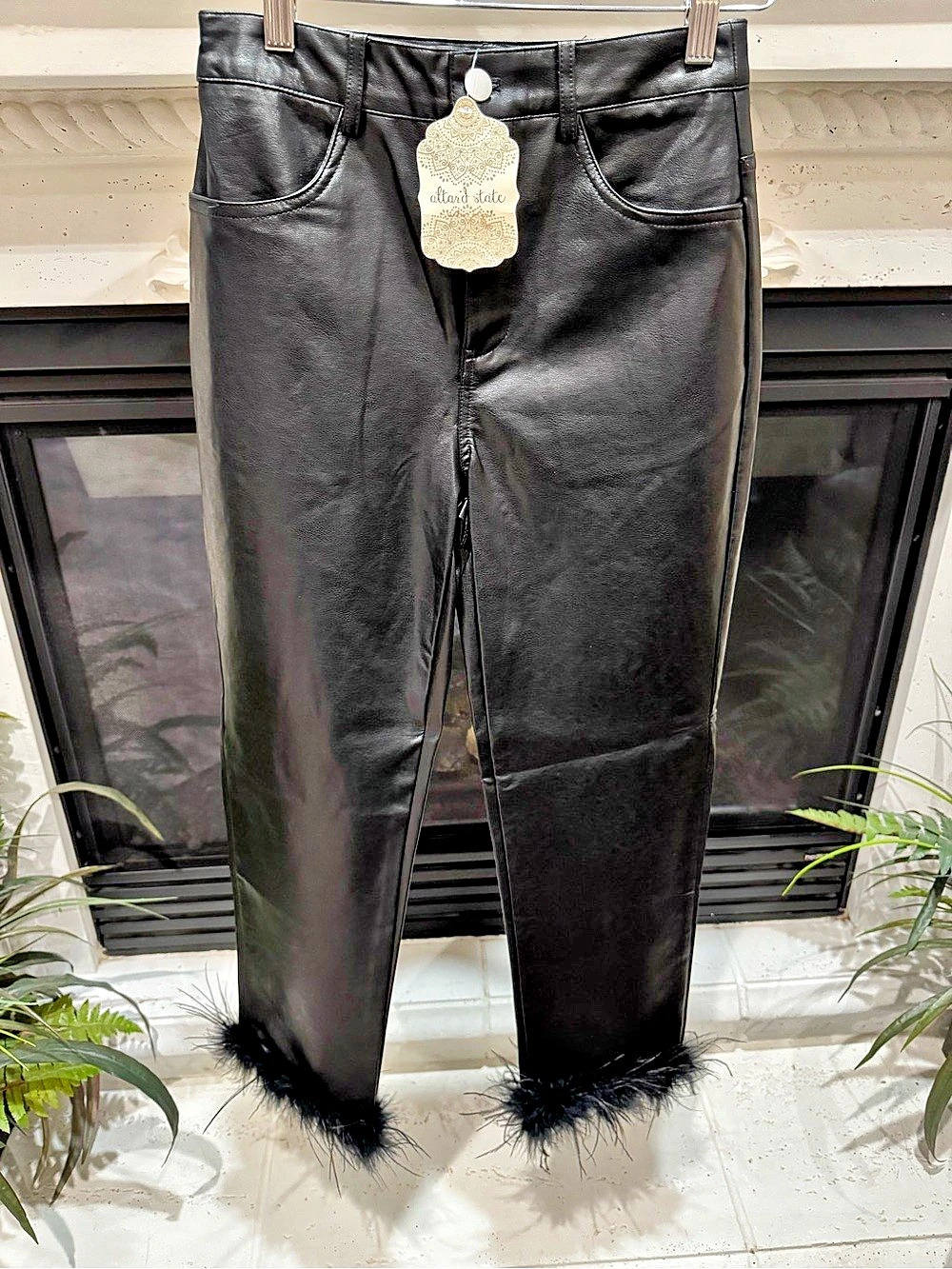 🆕 Altar’d State Faux Leather Skinny Pants Black Size XS
